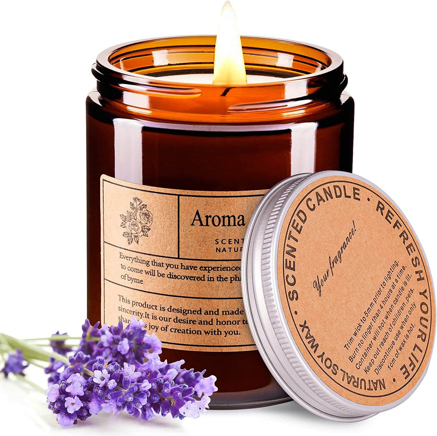 Aromatherapy Soy Candles Natural Lavender Scent Stress Relief
