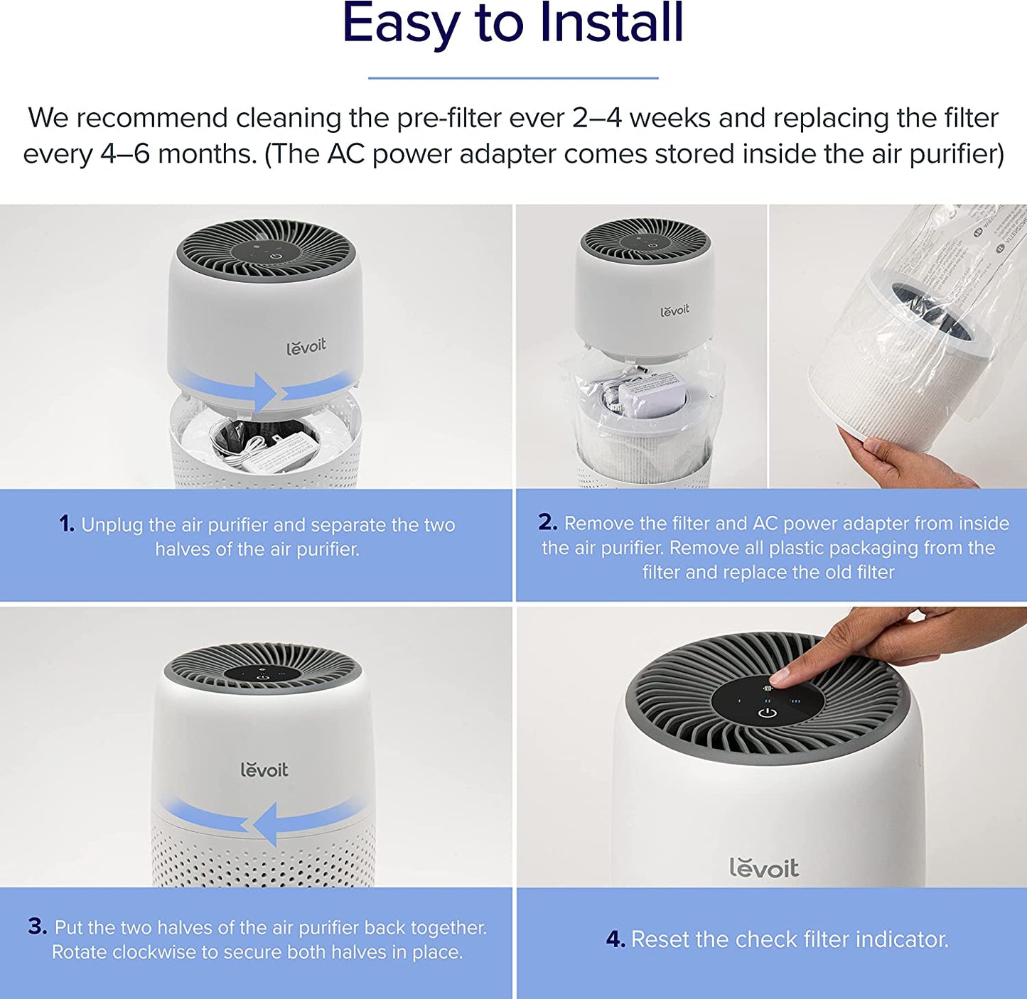Air Purifiers w/ HEPA Filter for Bedroom Home