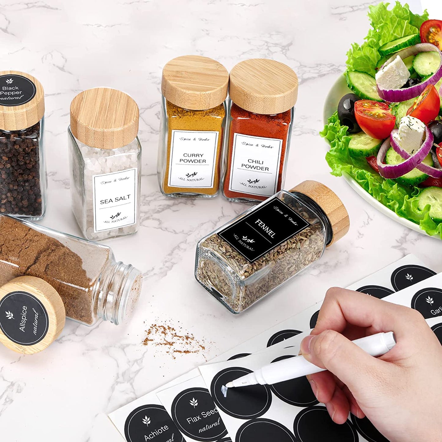 Glass Spice Jars 25pcs w/ Labels 25pcs 4oz.