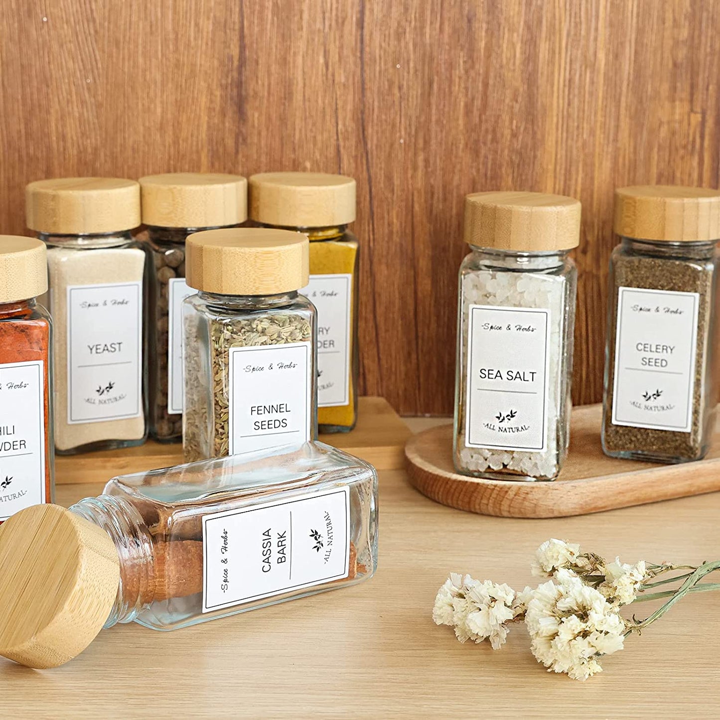 Glass Spice Jars 25pcs w/ Labels 25pcs 4oz.