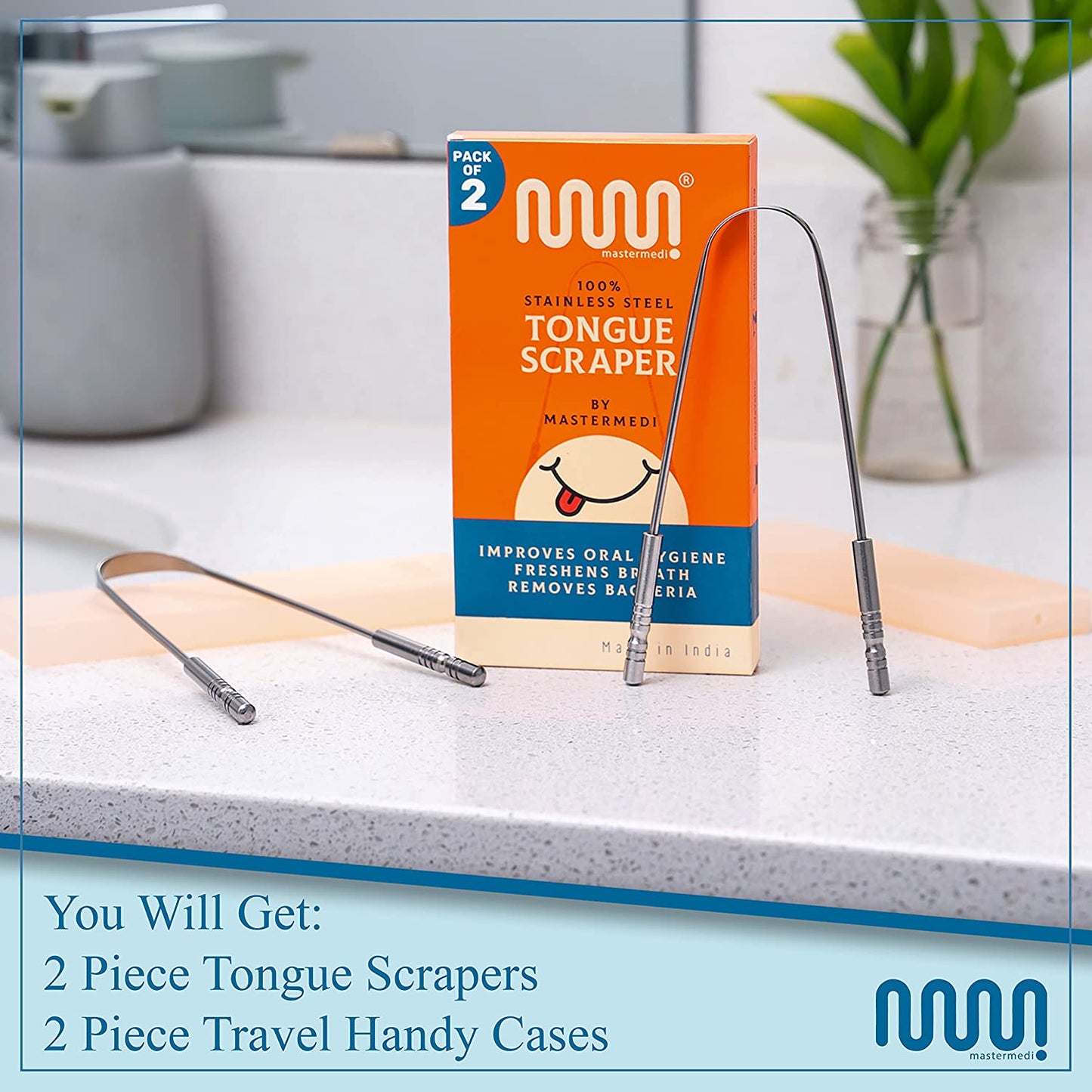 Tongue Scraper Bad Breath Treatment Oral Care For Adults - 2 Pack