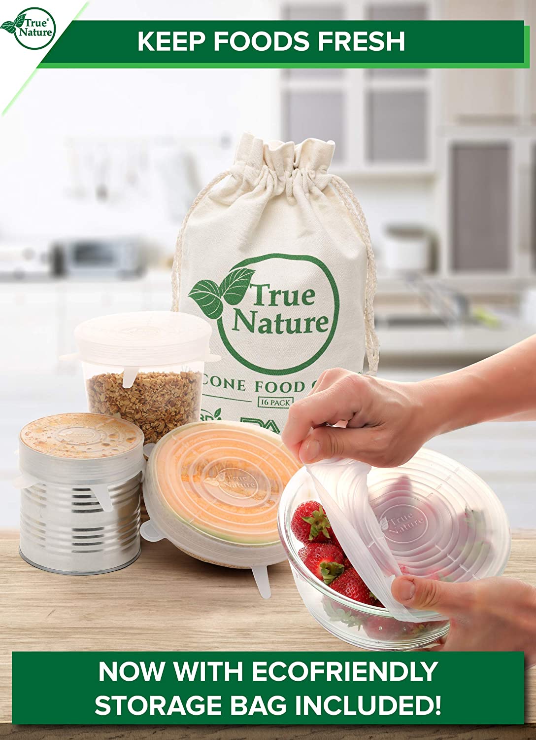 Silicone Stretch Food Covers Platinum-Cured Food Grade BPA FREE 12Pack