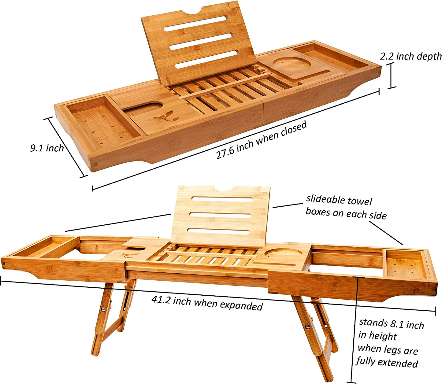 Bamboo Laptop Bed Tray w/ Foldable Legs