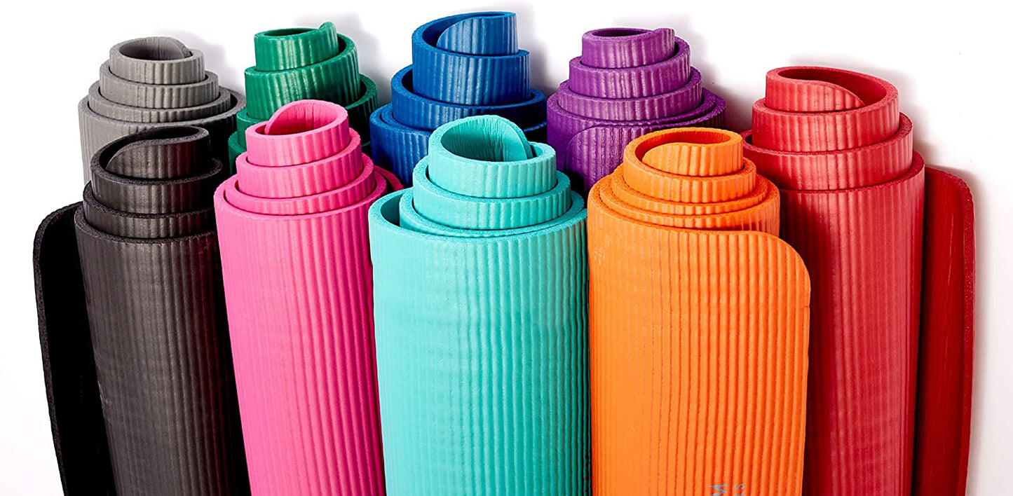 Thick Stretch Mat Fitness & Exercise Mat with Easy-Cinch Yoga Mat Carrier Strap, 72"L x 24"W x 2/5 Inch Thick