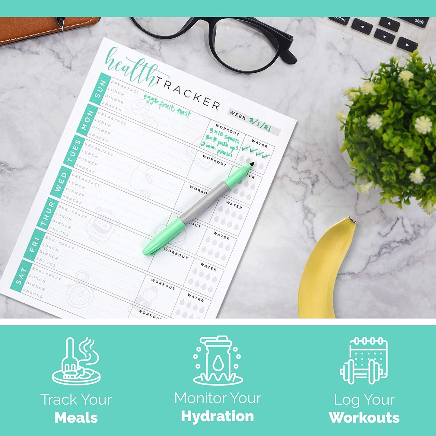 Weekly Health & Wellness Tracker Journal Exercise Planner