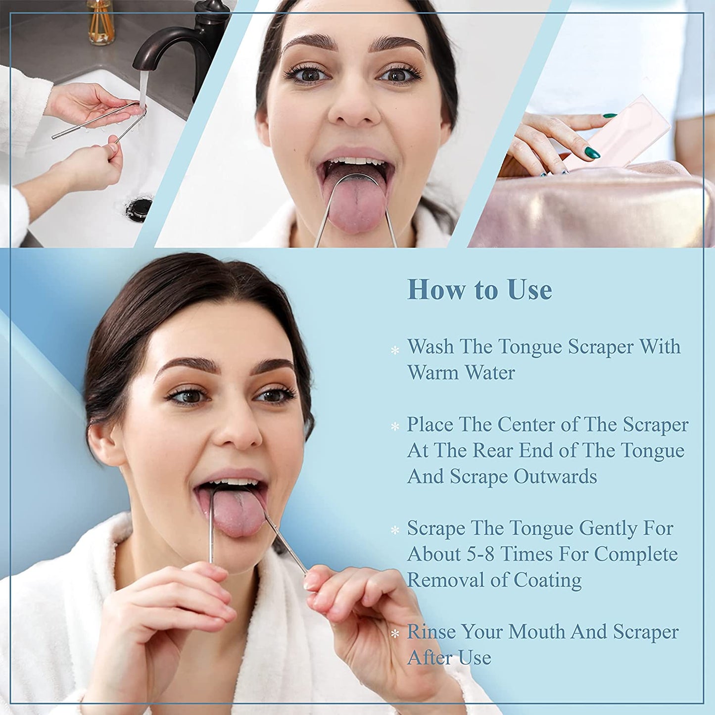 Tongue Scraper Bad Breath Treatment Oral Care For Adults - 2 Pack