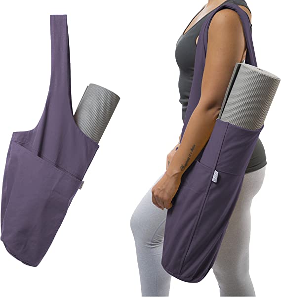 Yoga Mat Tote Sling Carrier with Large Side Pocket & Zipper Pocket