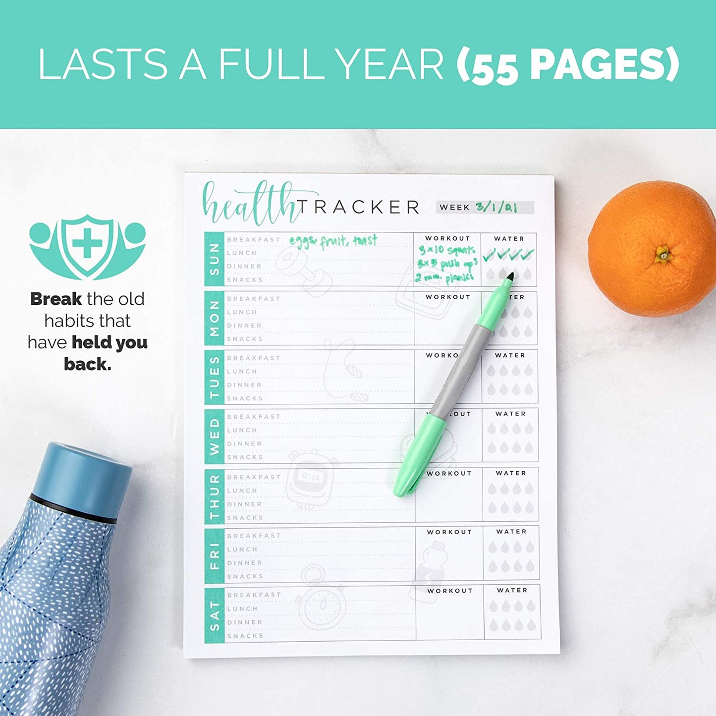 Weekly Health & Wellness Tracker Journal Exercise Planner