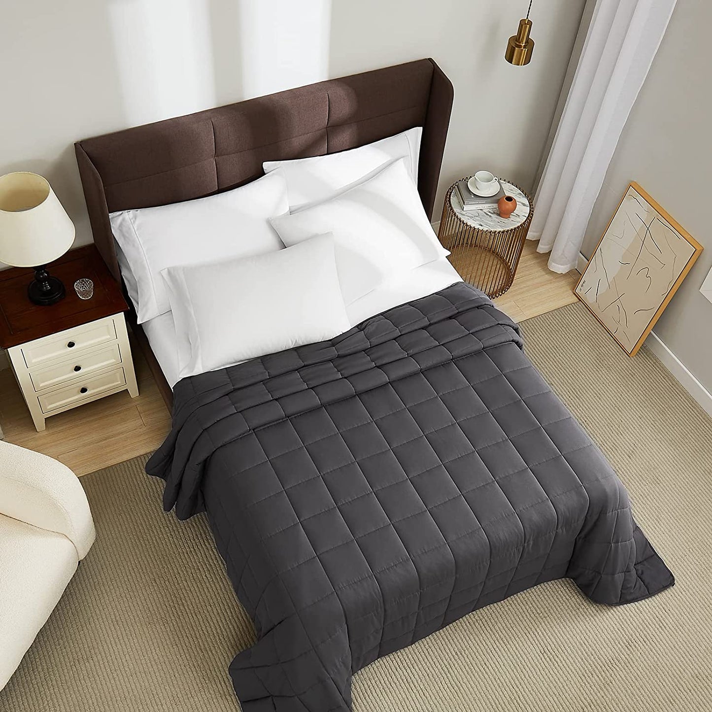 Weighted Blanket 25lbs w/ Glass Beads Big Blanket for Adult All-Season 88x104