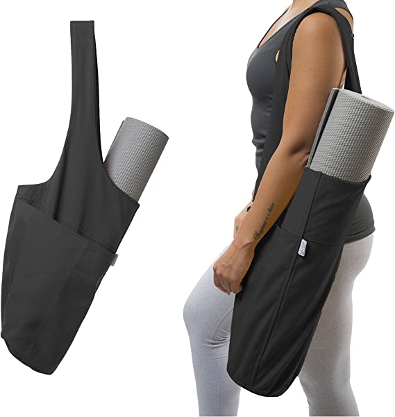 Yoga Mat Tote Sling Carrier with Large Side Pocket & Zipper Pocket