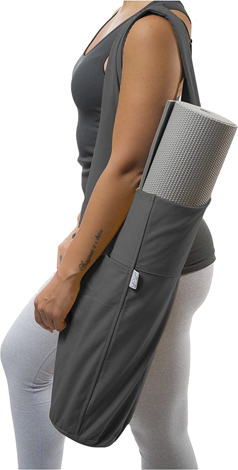 Yoga Mat Tote Sling Carrier with Large Side Pocket & Zipper Pocket