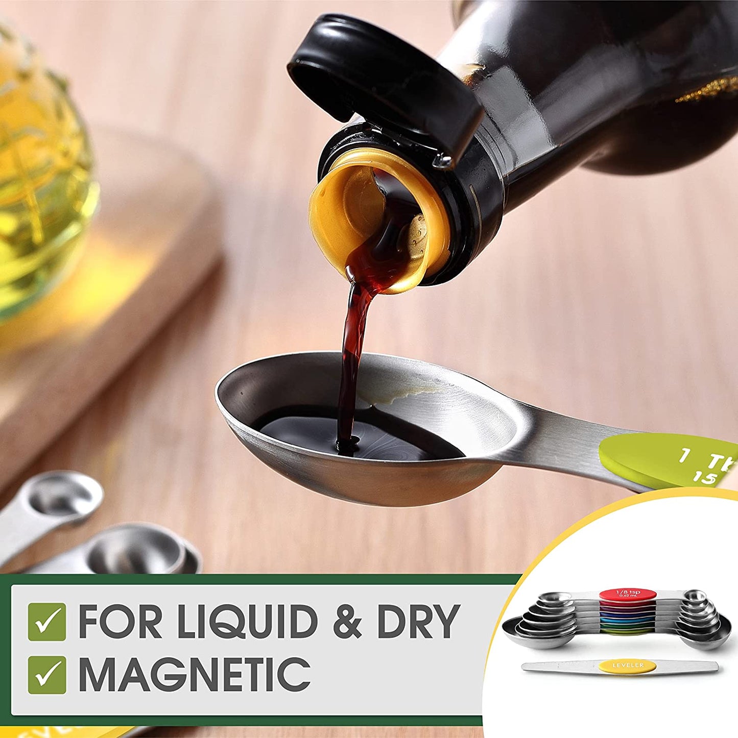 Magnetic Measuring Spoons Set Dual Sided Set of 8