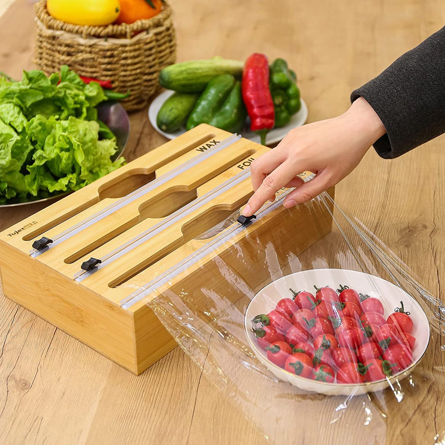 Foil & Plastic Wrap Dispenser w/ Cutter 3 in 1 12" Roll