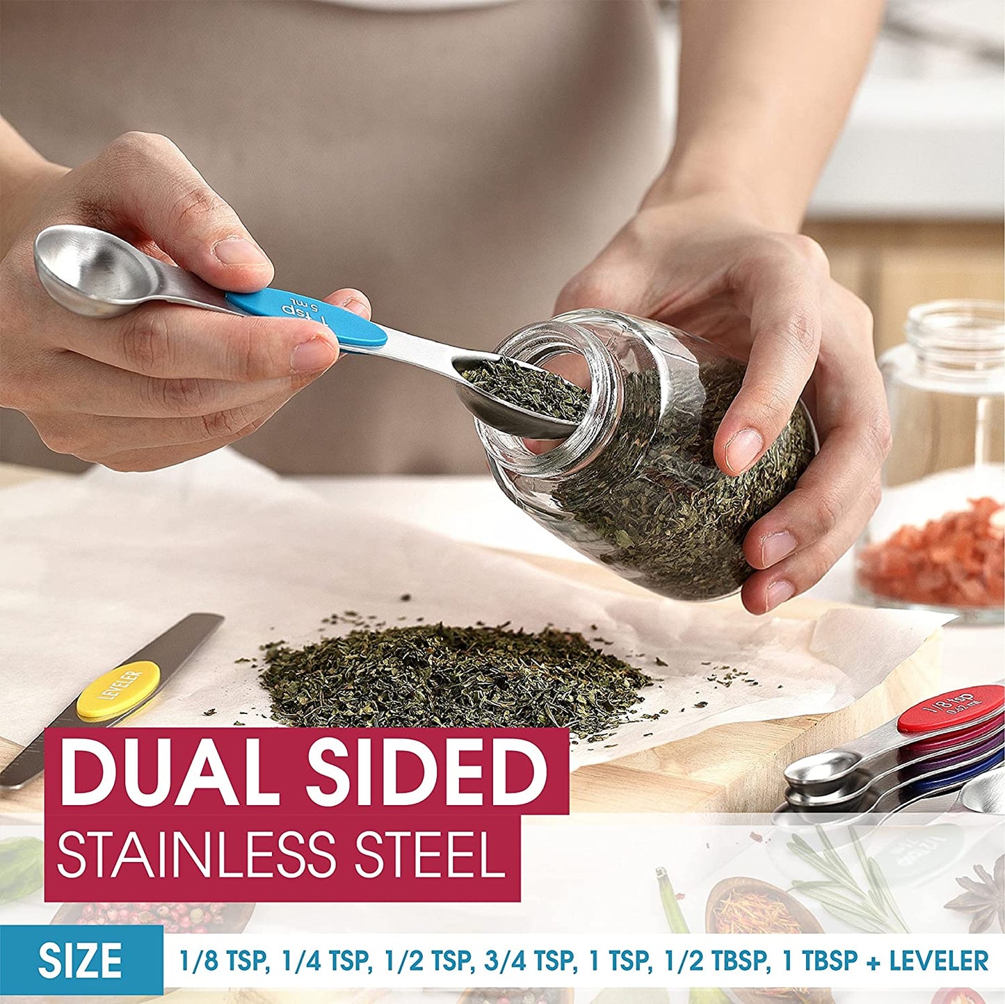 Magnetic Measuring Spoons Set Dual Sided Set of 8