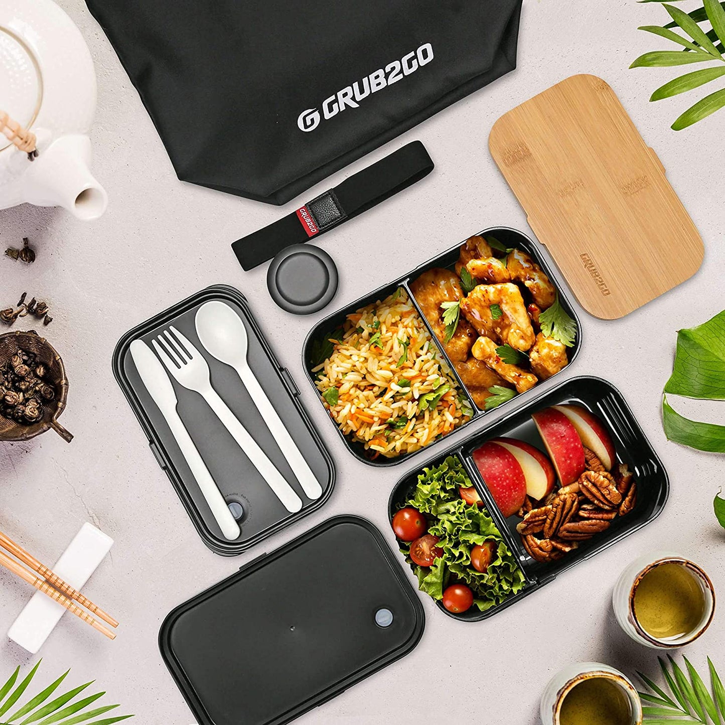 Premium Bento Lunch Bamboo Box 68oz Capacity