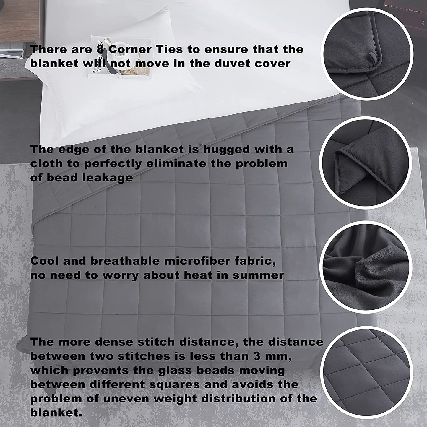 Weighted Cooling Breathable Blanket w/ Glass Beads All-Season Summer Fall Winter Soft Thick Comfort 36x48