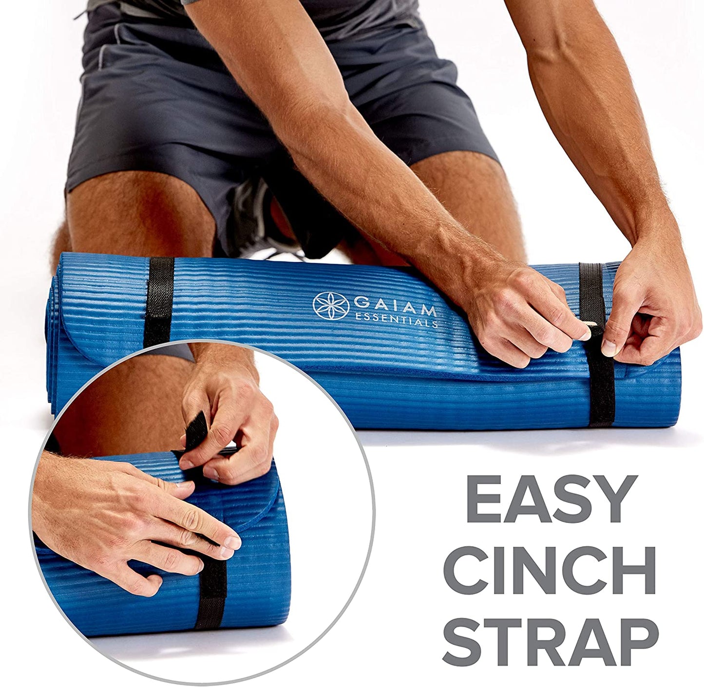 Thick Stretch Mat Fitness & Exercise Mat with Easy-Cinch Yoga Mat Carrier Strap, 72"L x 24"W x 2/5 Inch Thick
