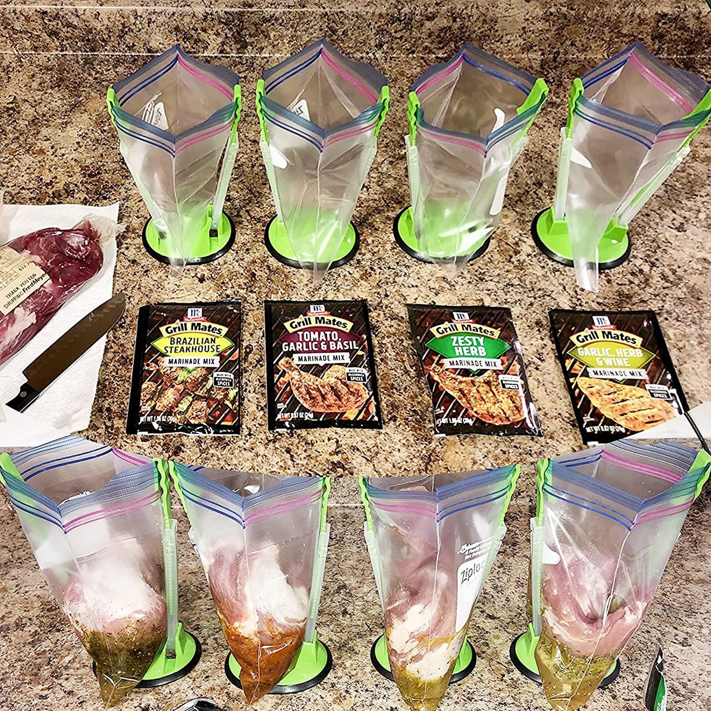 Baggy Rack Holder For Food Prep - 4 Pack