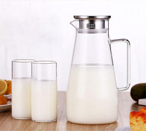 Glass Water Pitcher Borosilicate 52 ounces w/ Handle