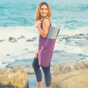 Yoga Mat Tote Sling Carrier with Large Side Pocket & Zipper Pocket