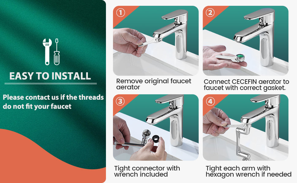 Swivel Faucet Extender Universal Sink Water Aerator 1080p 2 Mode Splash Filter Extension 360°