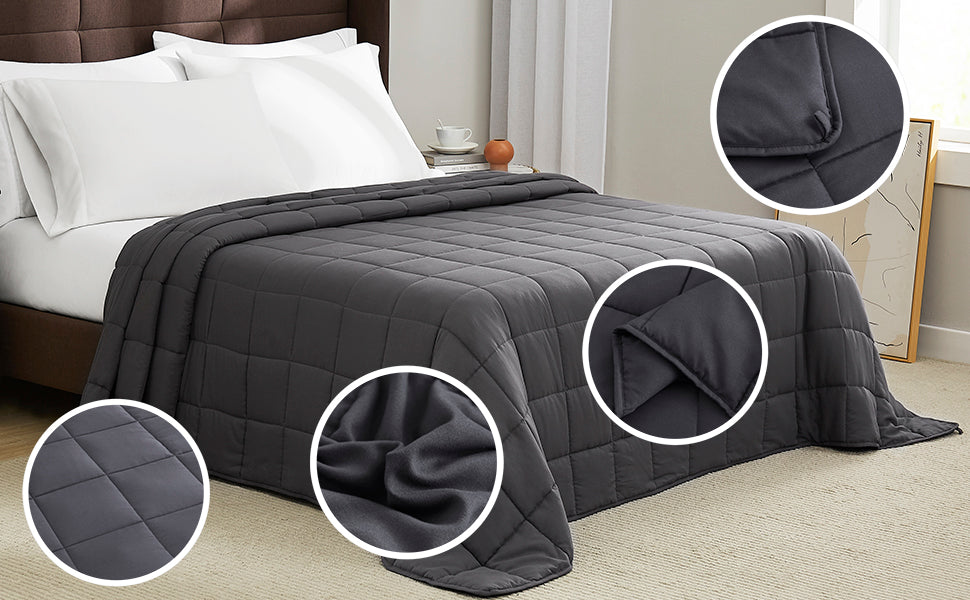 Weighted Blanket 25lbs w/ Glass Beads Big Blanket for Adult All-Season 88x104