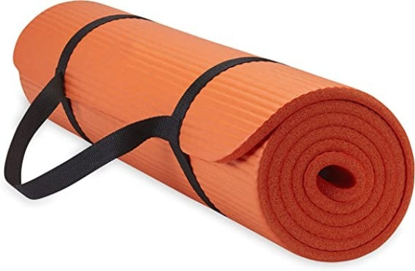 Thick Stretch Mat Fitness & Exercise Mat with Easy-Cinch Yoga Mat Carrier Strap, 72"L x 24"W x 2/5 Inch Thick