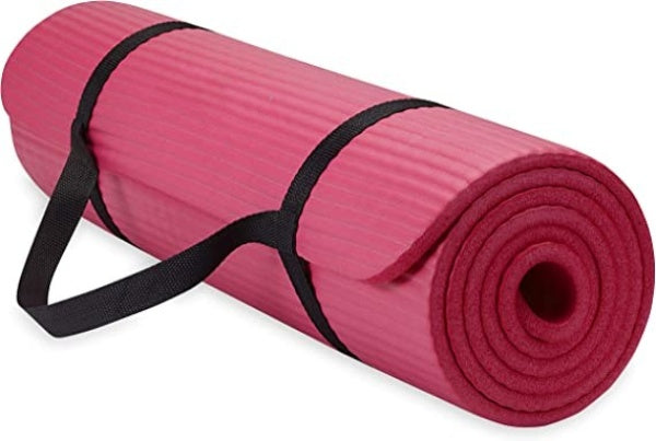 Thick Stretch Mat Fitness & Exercise Mat with Easy-Cinch Yoga Mat Carrier Strap, 72"L x 24"W x 2/5 Inch Thick