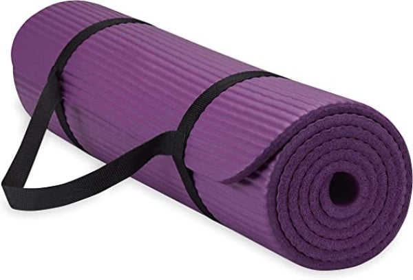 Thick Stretch Mat Fitness & Exercise Mat with Easy-Cinch Yoga Mat Carrier Strap, 72"L x 24"W x 2/5 Inch Thick