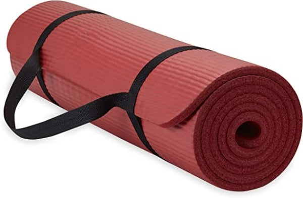Thick Stretch Mat Fitness & Exercise Mat with Easy-Cinch Yoga Mat Carrier Strap, 72"L x 24"W x 2/5 Inch Thick
