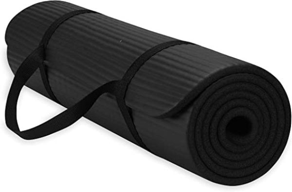 Thick Stretch Mat Fitness & Exercise Mat with Easy-Cinch Yoga Mat Carrier Strap, 72"L x 24"W x 2/5 Inch Thick