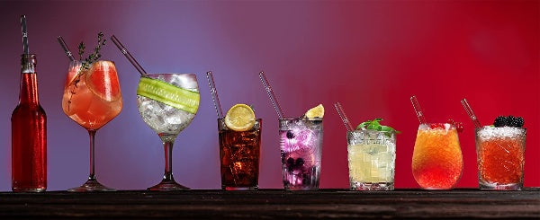 Reusable Drinking Glass Straws w/ Cleaning Brush - 6 PCS