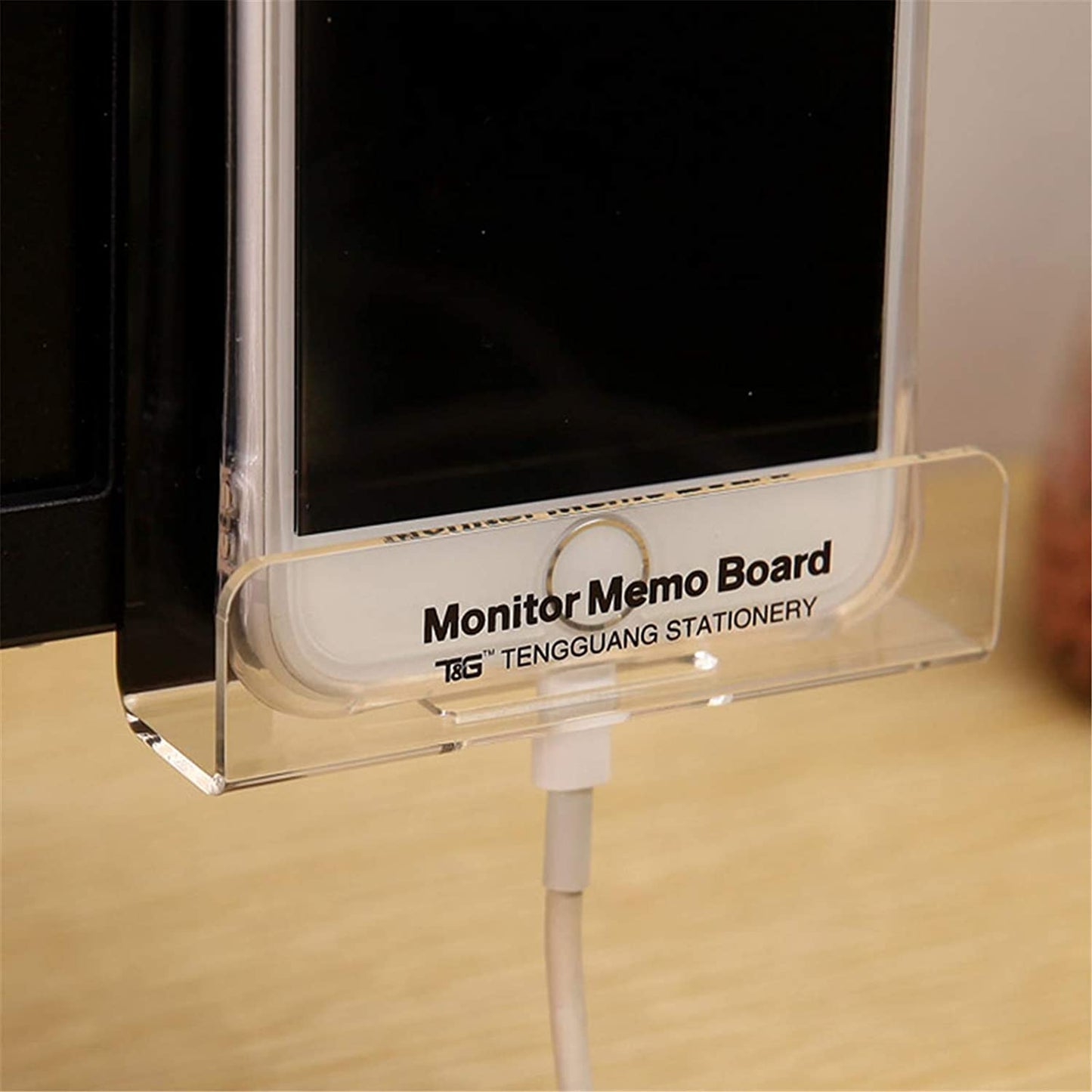 Acrylic Transparent Computer Monitor Side Panel/Memo Pads w/ Phone Holder