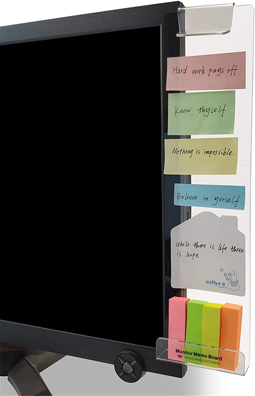 Acrylic Transparent Computer Monitor Side Panel/Memo Pads w/ Phone Hol ...