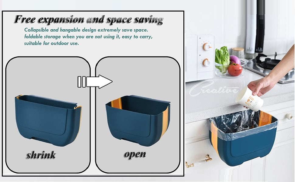 Mini Trash Can for Kitchen Cabinet Door Wall Mounted