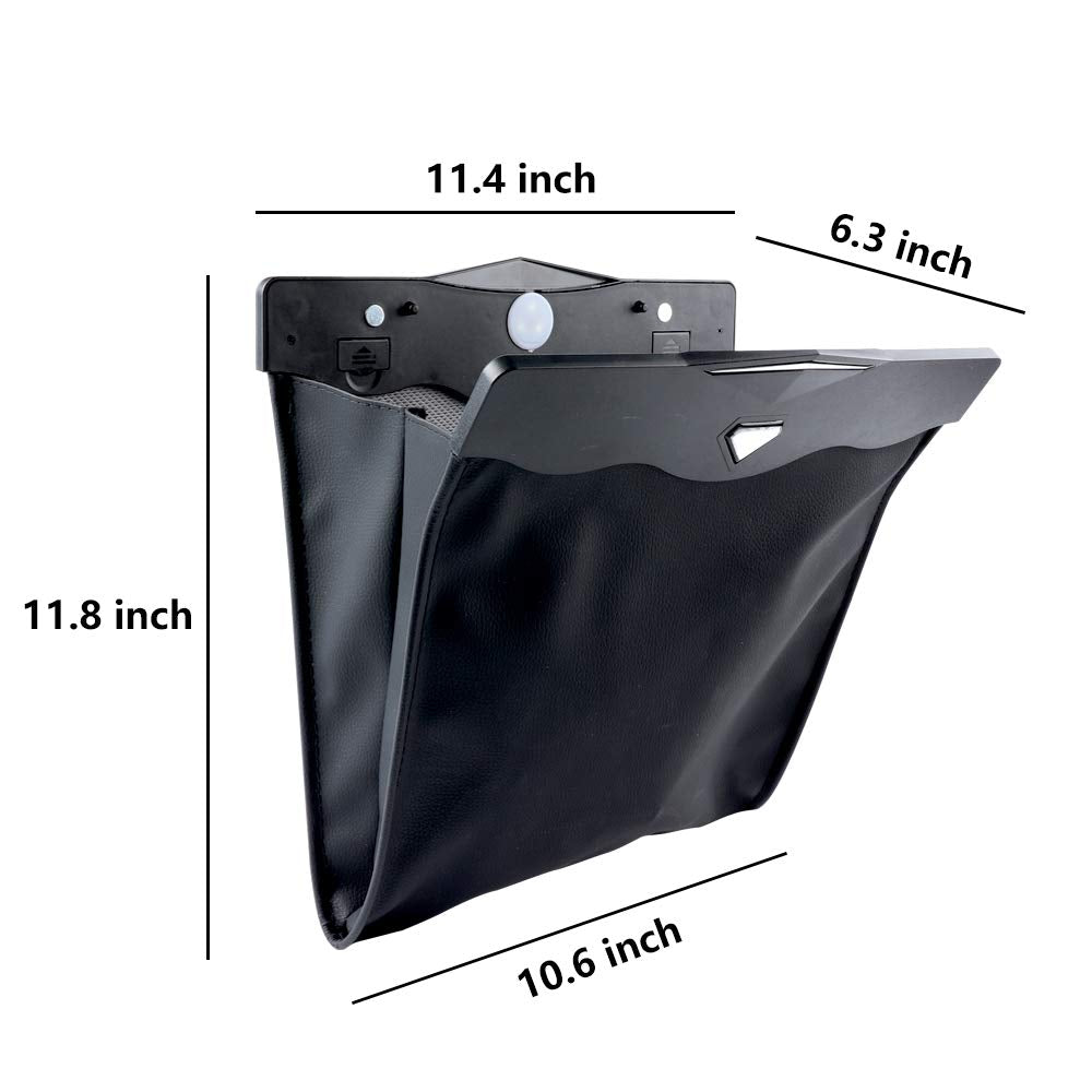 Hanging Car Trash Bag Smart LED PU Leather Garbage Can w/ 15PCS Disposable Bags