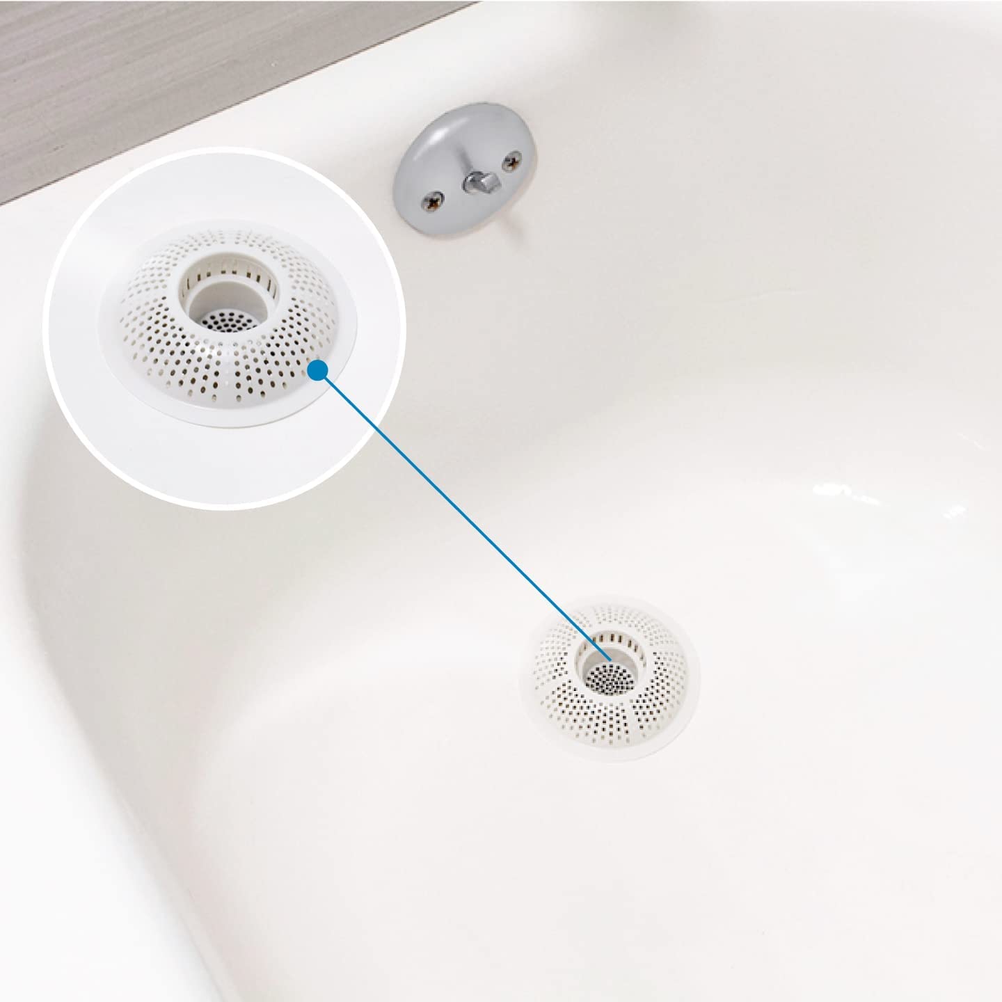 Hair Stopper Plastic Bathtub Drain Protector for Bathtubs & Showers White 3 Count