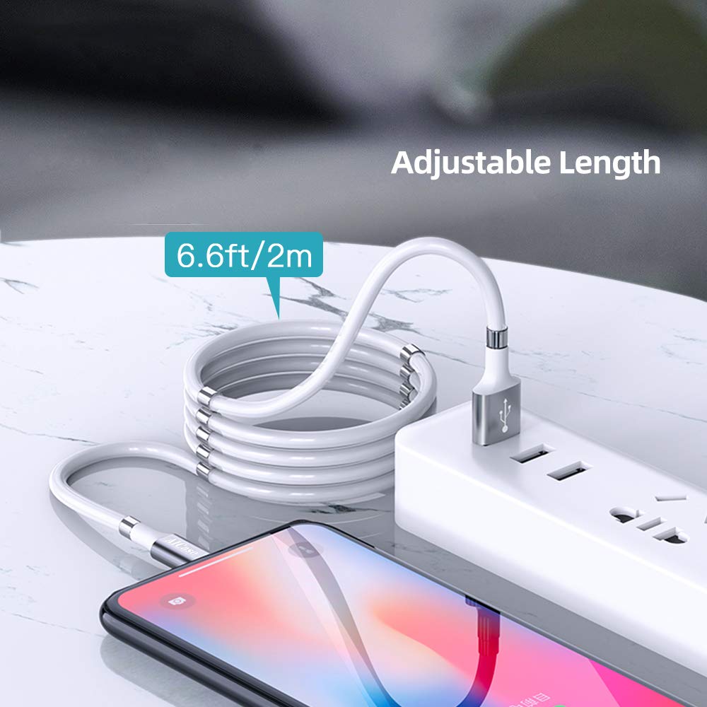 Magnetic Charging Cable 6.6FT  Nano Data Cable for Phone 11/XS/XS Max/XR/X/8/8 Plus/7/7 Plus/6s/6s Plus/6/6 Plus/SE/5s/5c/5/Pad/Pod