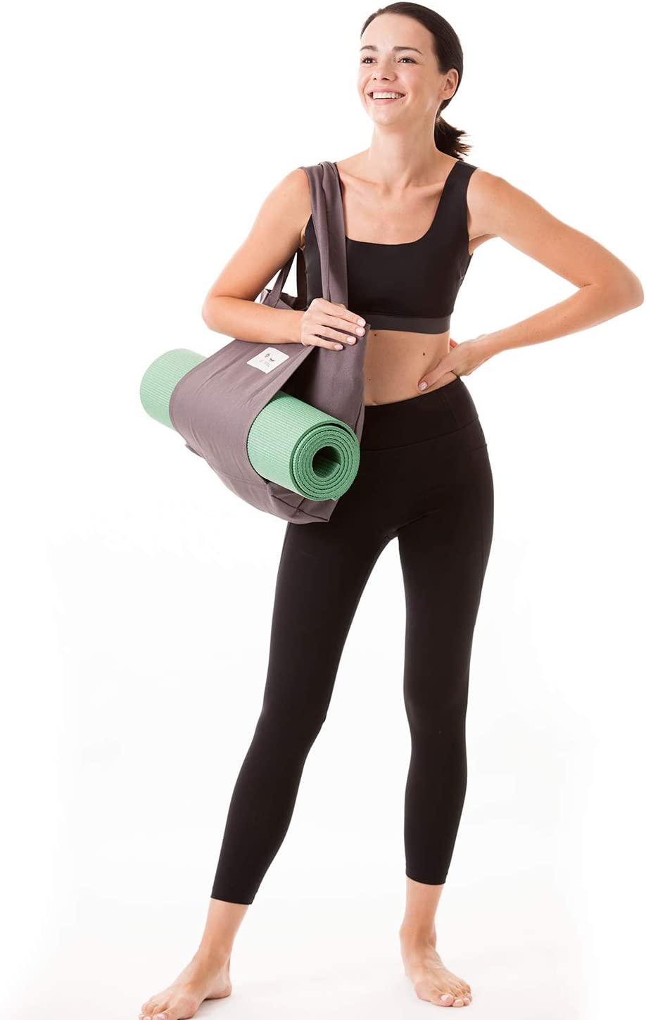 Yoga Pilates Mat Bag Basic Canvas Tote with Mat Carrier Pocket