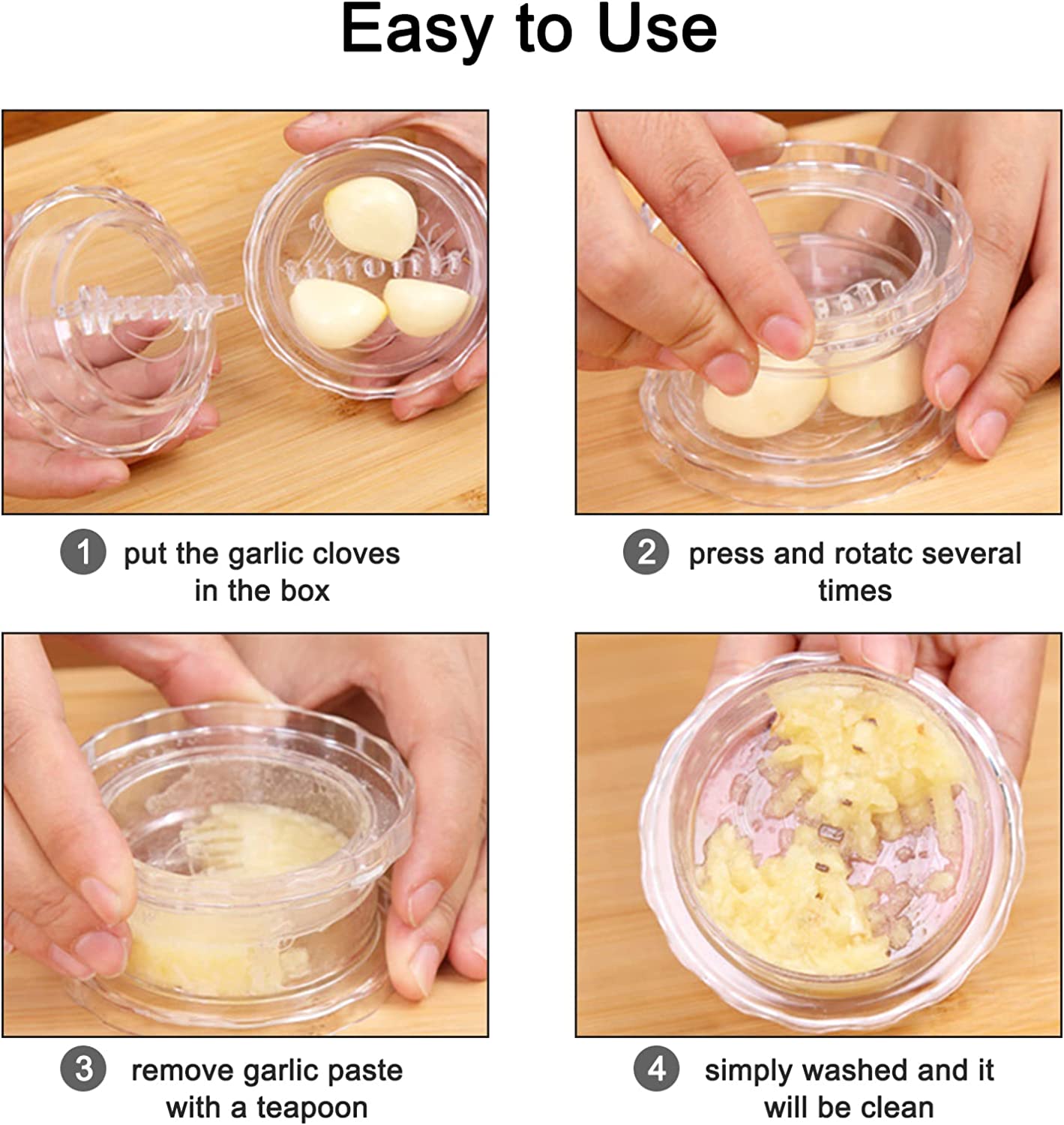 Manual Garlic Crusher Tool Non-Slip Mincer Peeler Twist Press for Mincing Garlic Onions, Gingers, Fruits, Salad