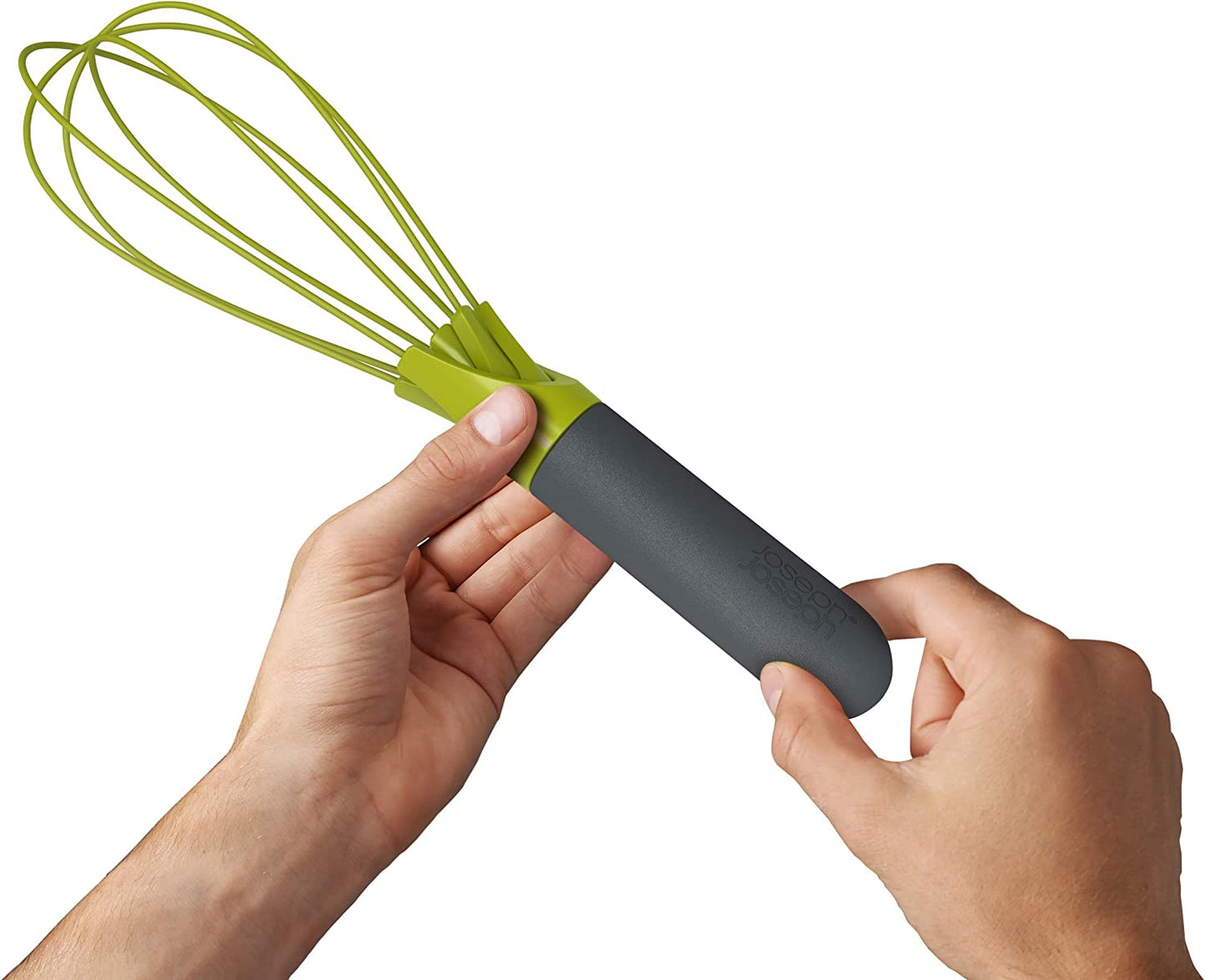 2-In-1 Collapsible Balloon and Flat Whisk Silicone Coated Steel Wire, Gray/Green