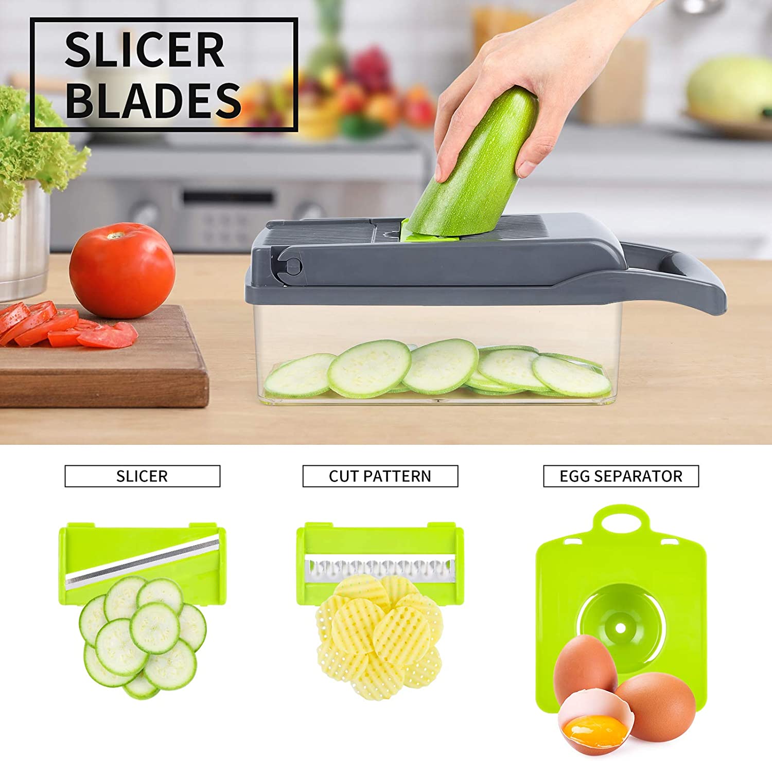 Vegetable Chopper Slicer Dicer 13 Pieces, Vegetable Spiralizer