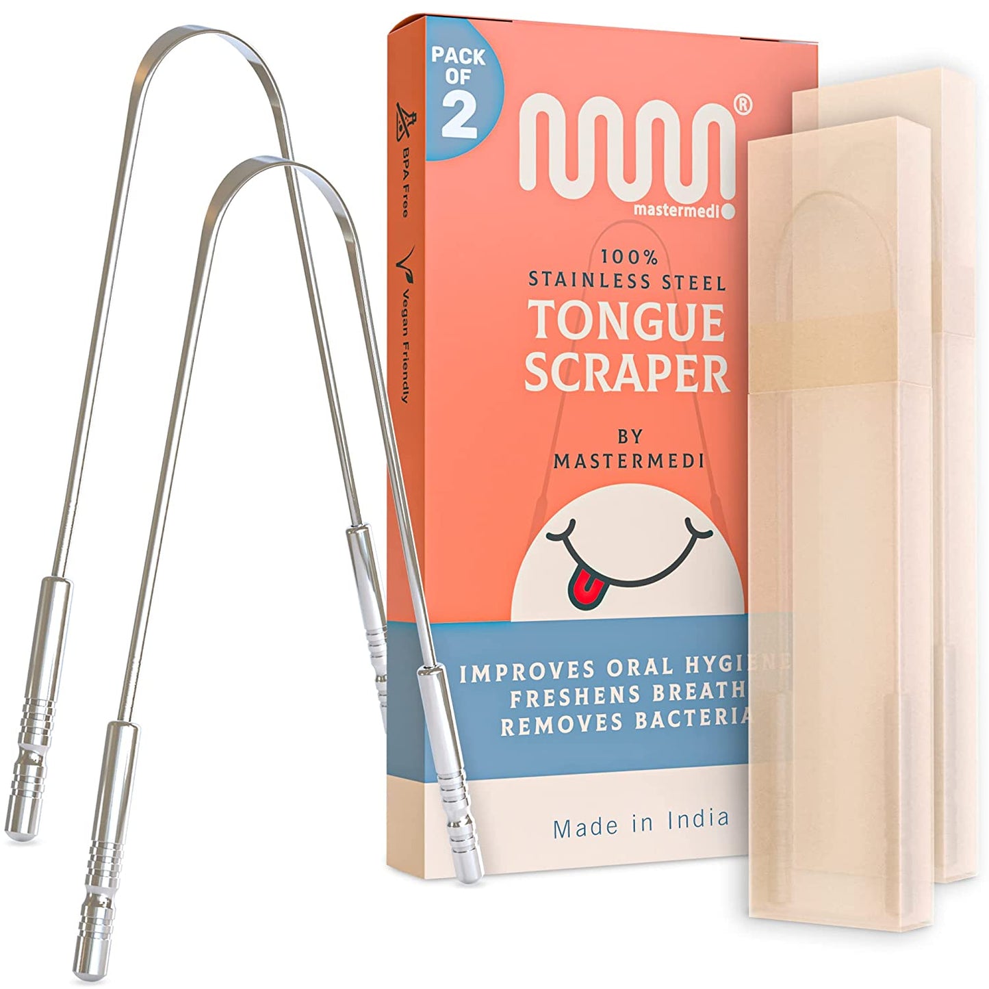 Tongue Scraper Bad Breath Treatment Oral Care For Adults - 2 Pack