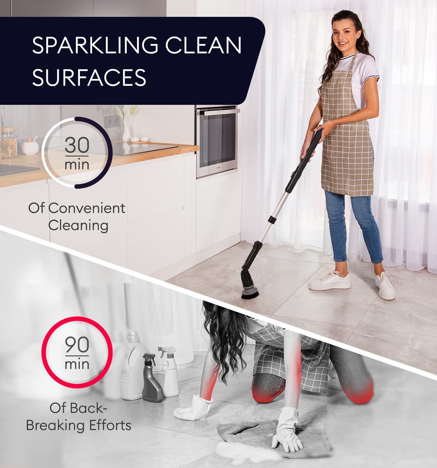 Cordless Electric Spin Powerful Scrubber 360 Rotating Brush For Cleaning Tile Floor Shower Tub