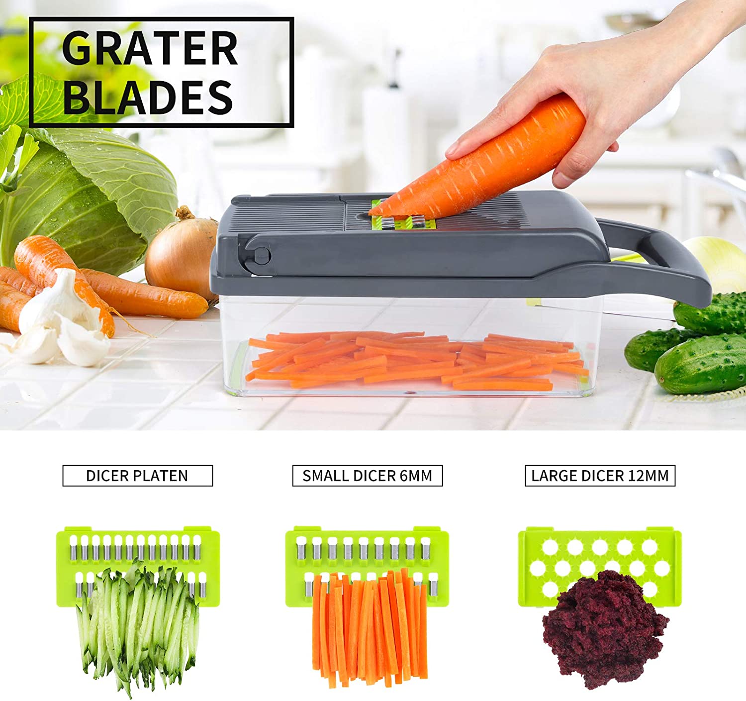 Vegetable Slicer Spiralizer for Vegetables, 4 in 1 Large Veggie