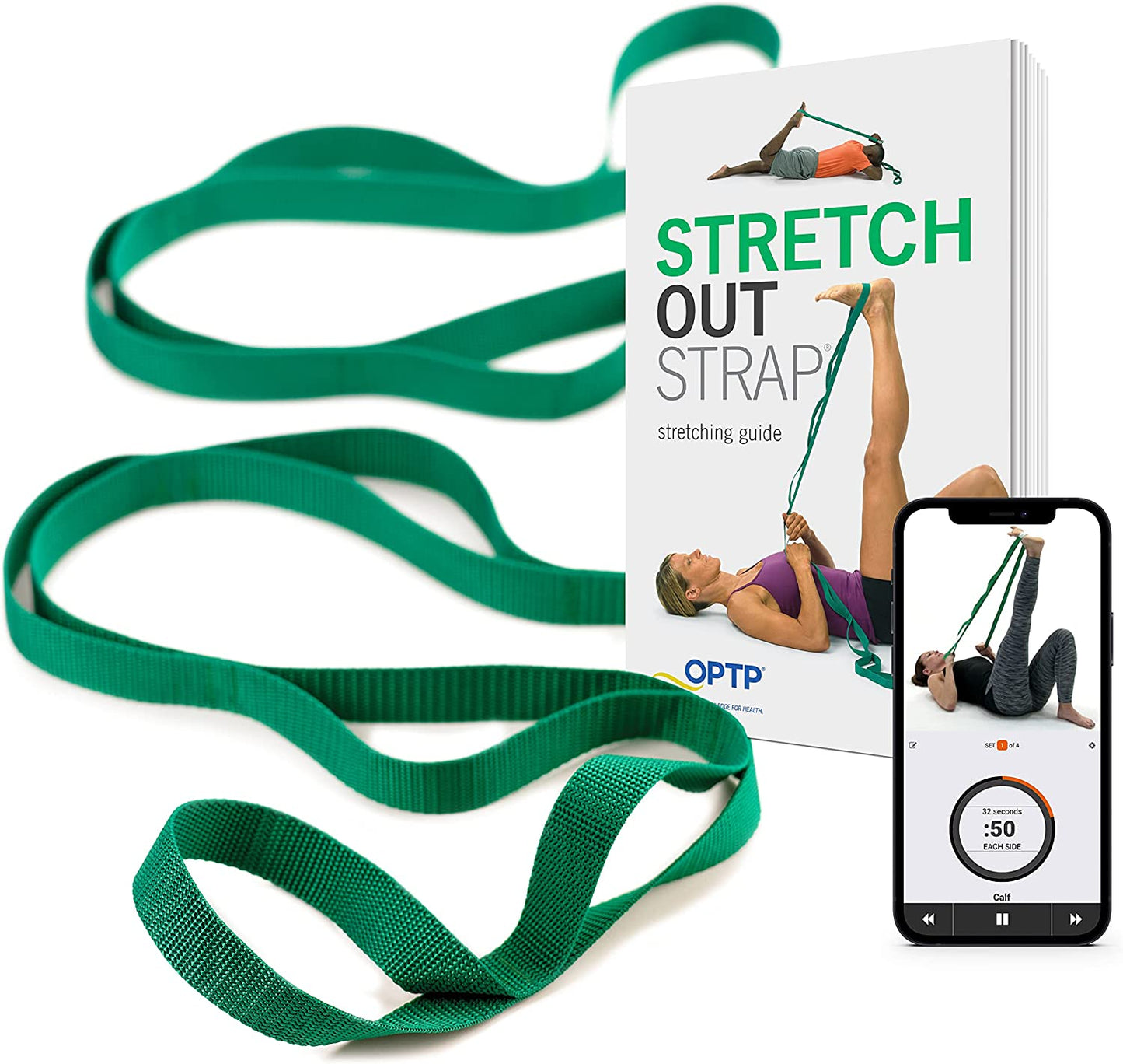 Stretch Band Strap w/ Exercise Book Top Choice of Physical Therapists & Athletic Trainers
