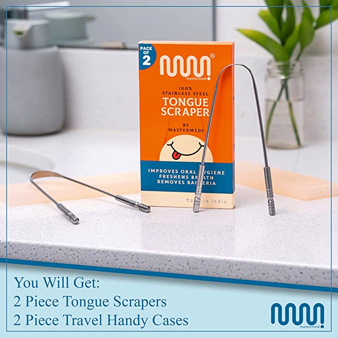 Tongue Scraper Bad Breath Treatment Oral Care For Adults - 2 Pack