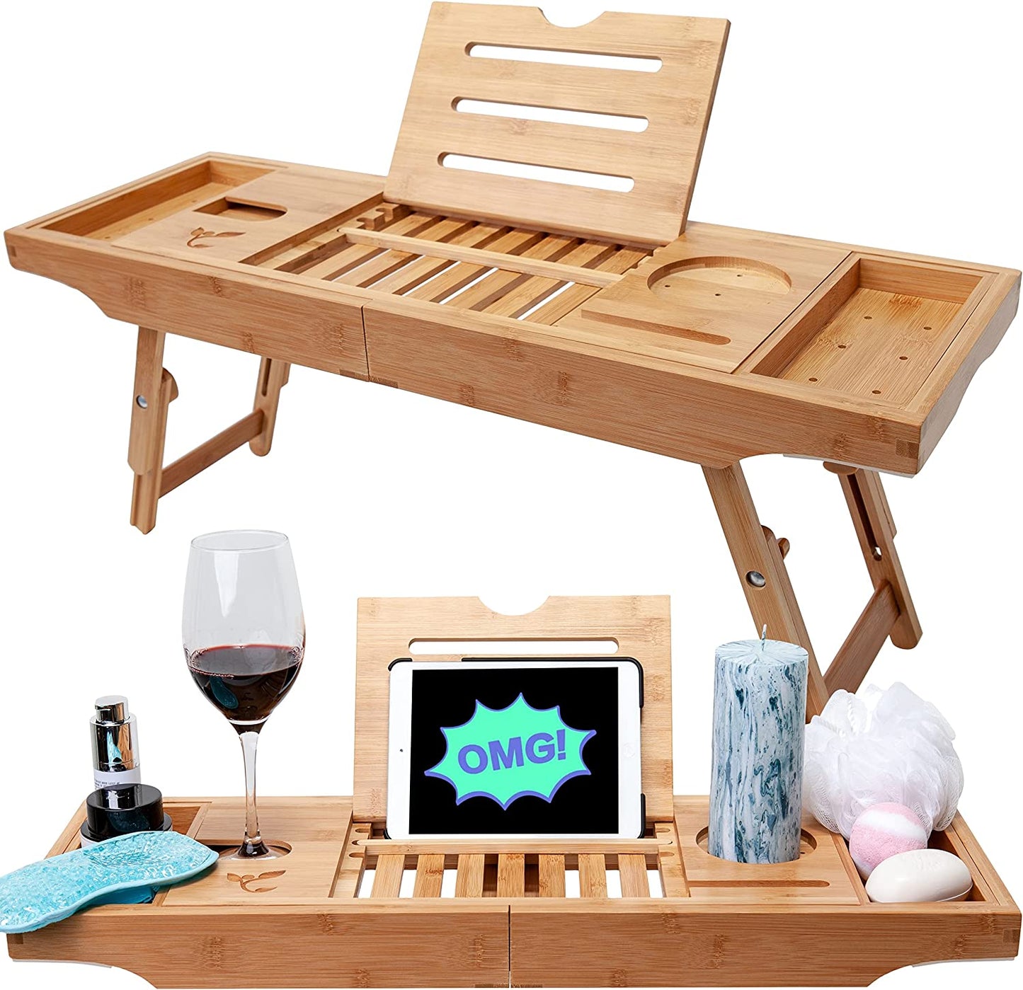 Bamboo Laptop Bed Tray w/ Foldable Legs