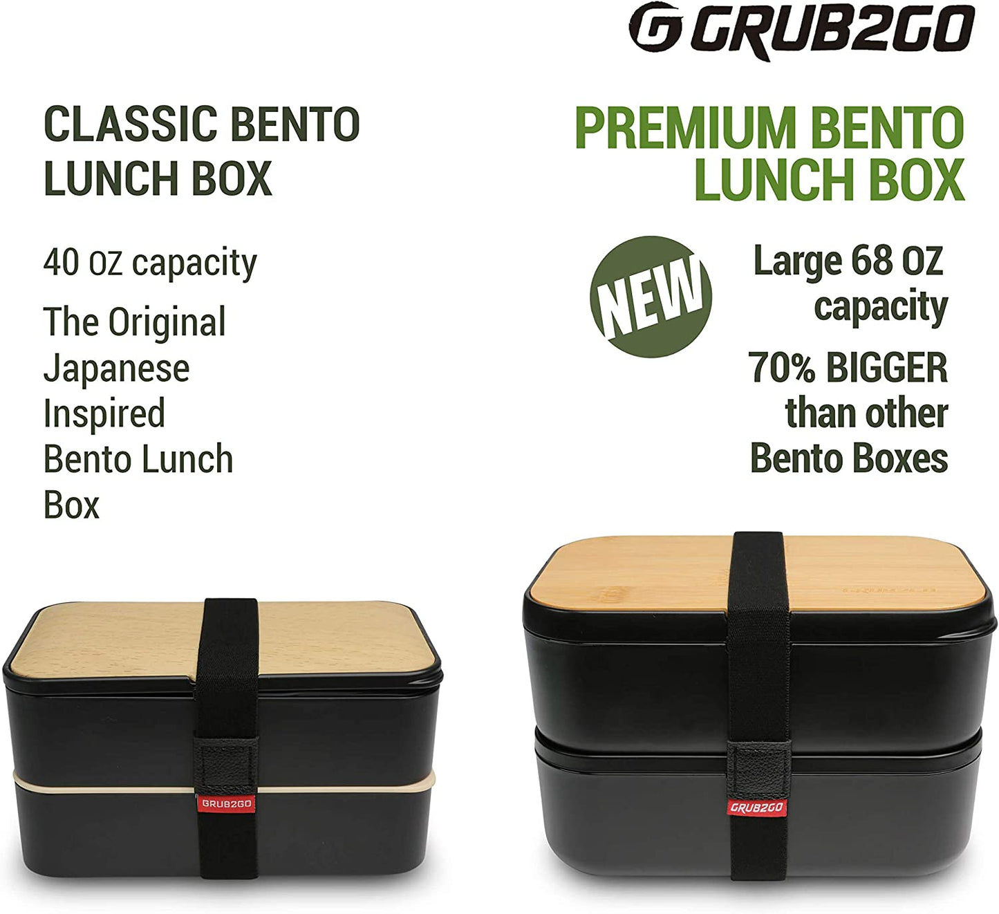 Premium Bento Lunch Bamboo Box 68oz Capacity