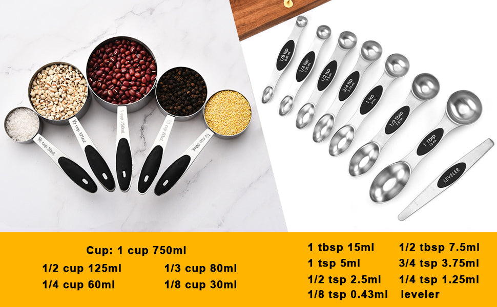Measuring Cups & Magnetic Spoons Set - 13 PCS